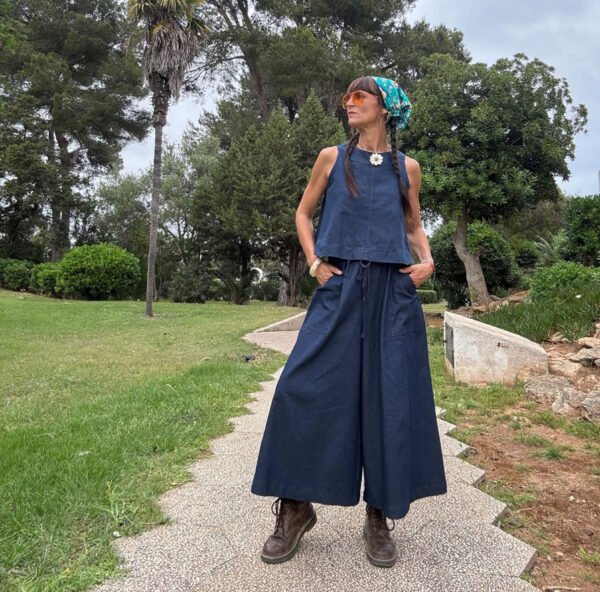 Falda pantalón y top sol en jeans